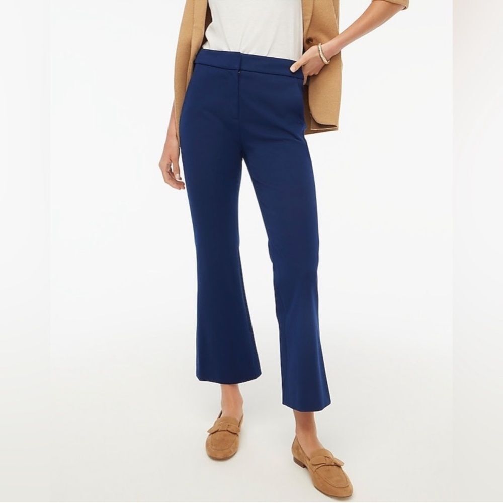 J. Crew Kelsey Flare Pant Stretch Cotton Crop In Navy Blue Size 6